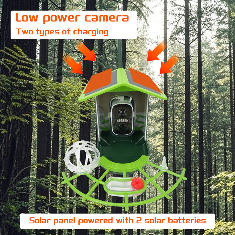Ai Intelligent Bird-Watching Device, Outdoor Bird Feeder with Camera, Solar-Powered Pet Feeder