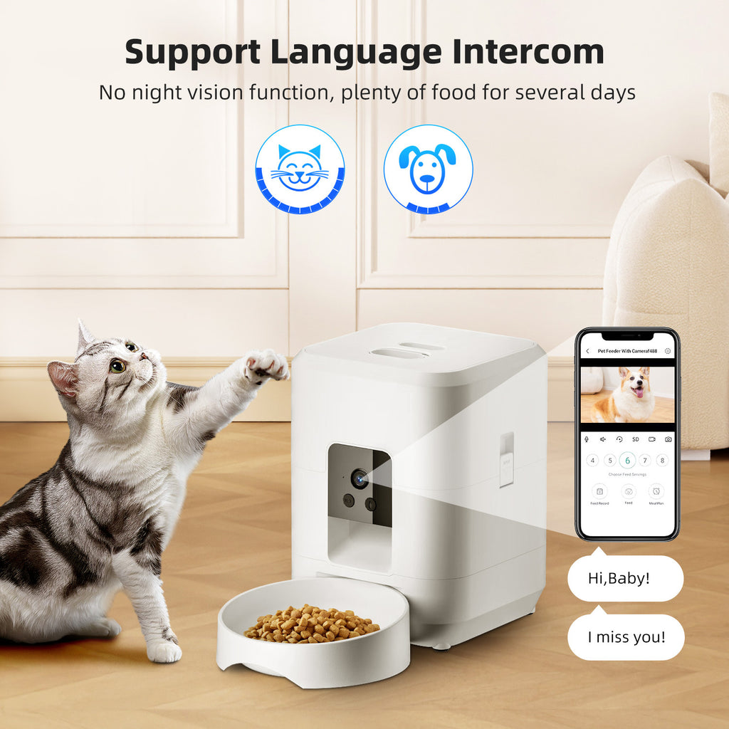 Pet intelligent feeder timing quantitative cat automatic feeding machine wifi remote video dog feeding machine