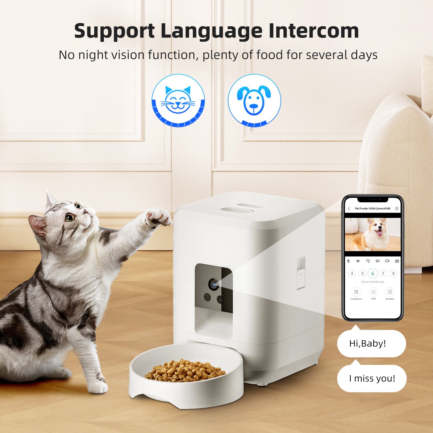 Pet intelligent feeder timing quantitative cat automatic feeding machine wifi remote video dog feeding machine