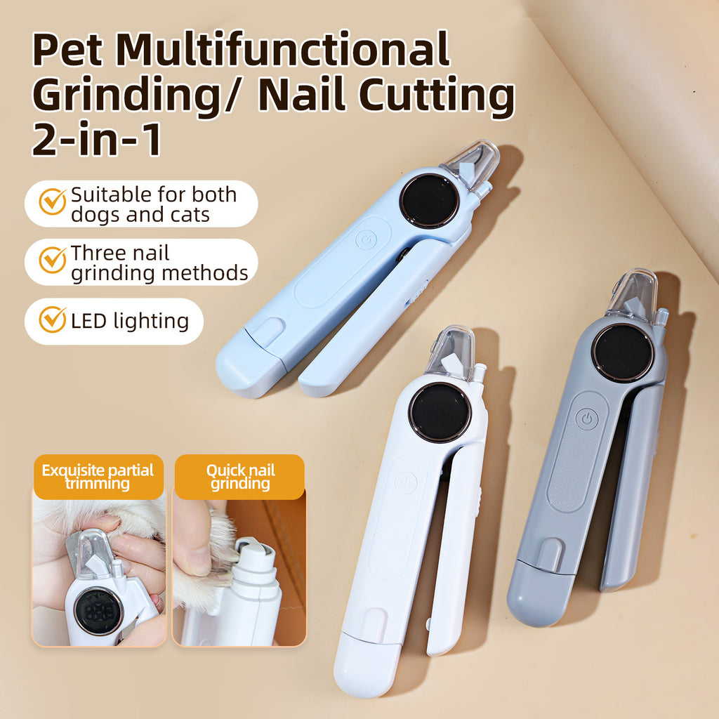 Two-In-One Dog Nail Clipper and Nail Polisher Cat Pet Puppy Polishing Electric Nail Clipper Nail Clipper Grinder