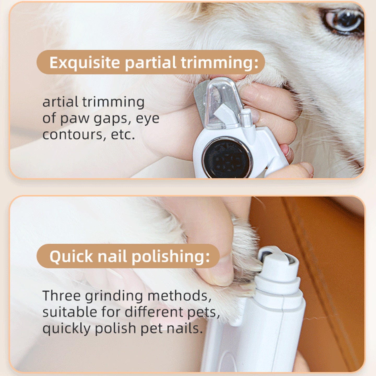 Two-In-One Dog Nail Clipper and Nail Polisher Cat Pet Puppy Polishing Electric Nail Clipper Nail Clipper Grinder