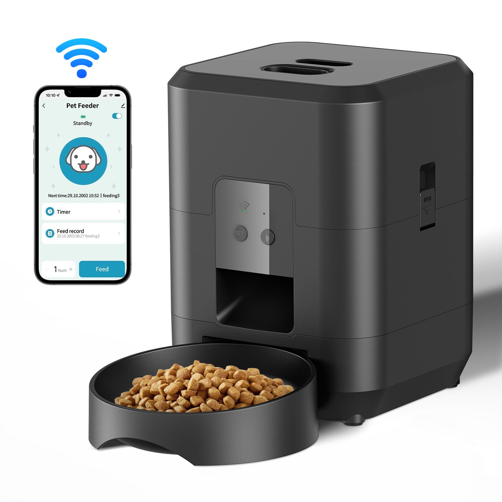 Pet intelligent feeder timing quantitative cat automatic feeding machine wifi remote video dog feeding machine