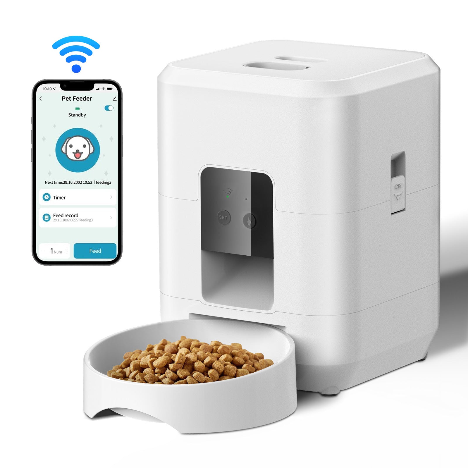 Pet intelligent feeder timing quantitative cat automatic feeding machine wifi remote video dog feeding machine
