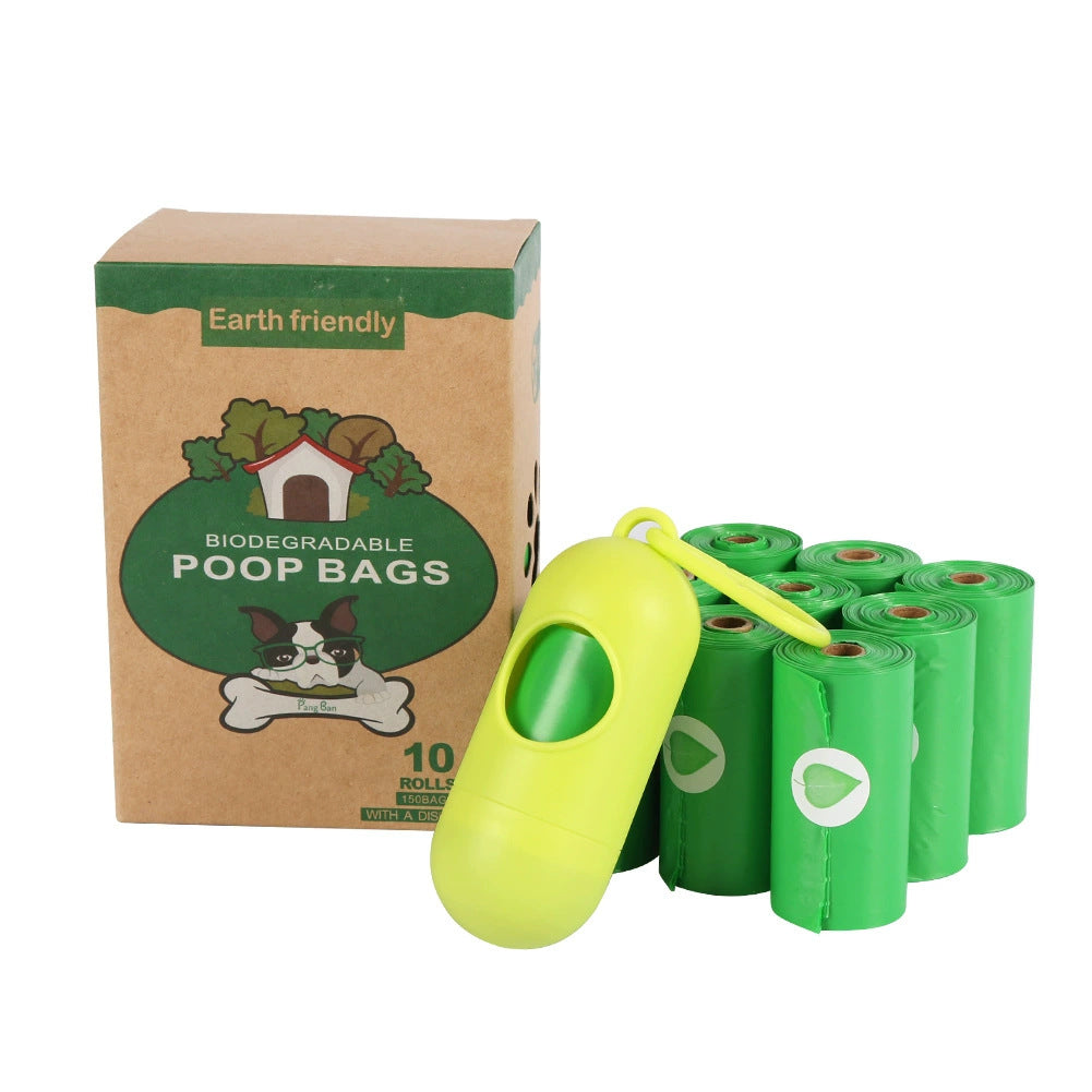 A generation of pet garbage bags degradable pick-up with dispenser dog excrement bags 10 rolls EPI dog bag manufacturers
