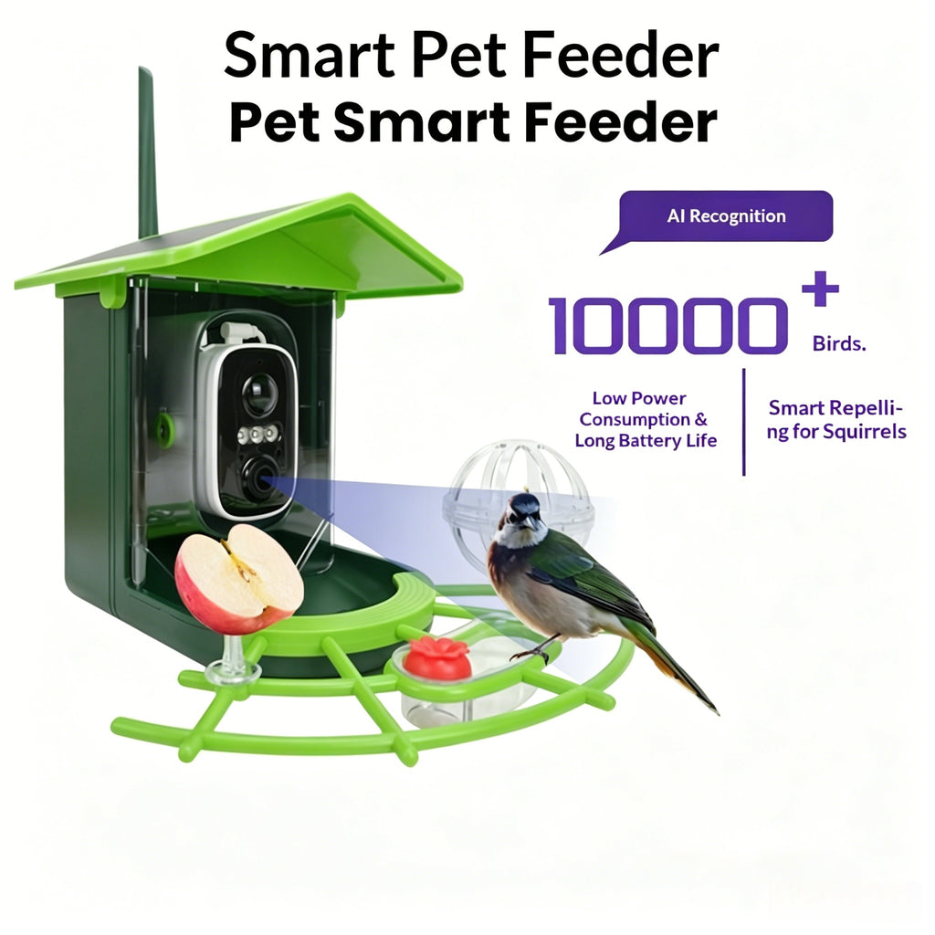 Ai Intelligent Bird-Watching Device, Outdoor Bird Feeder with Camera, Solar-Powered Pet Feeder